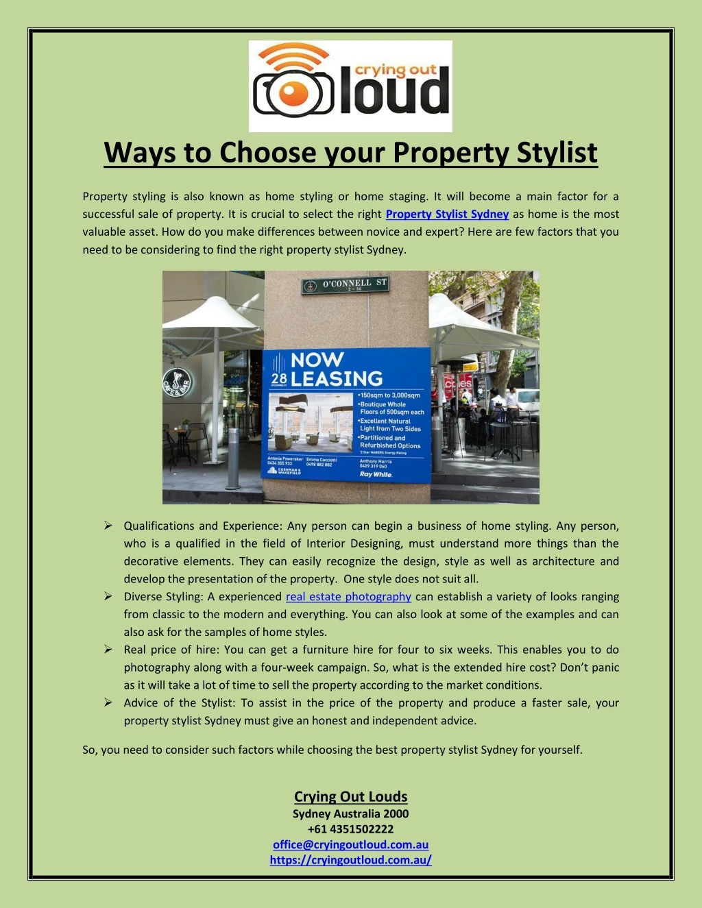 ways to choose your property stylist