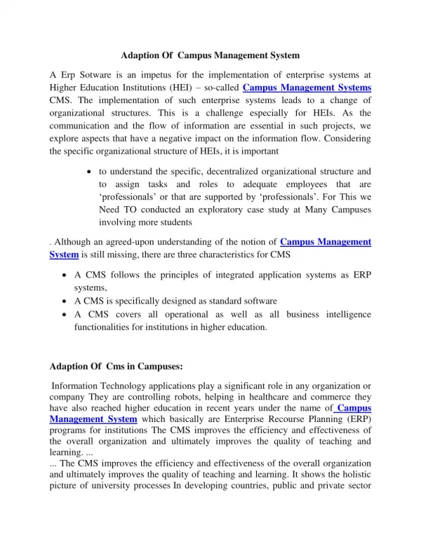 adaption of campus management system
