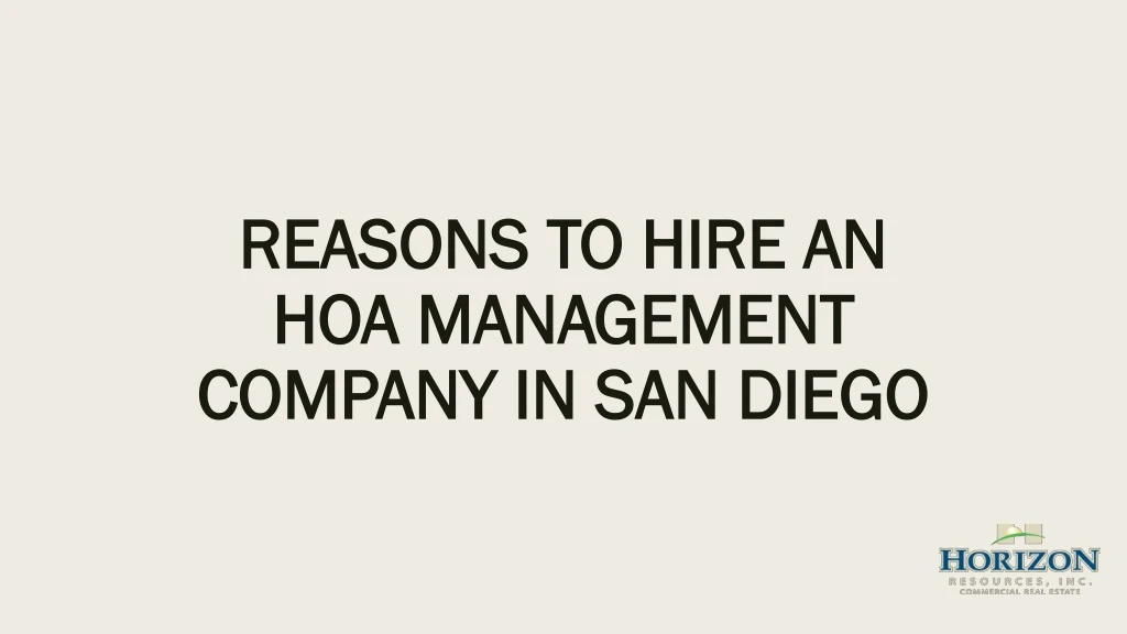 reasons to hire an hoa management company in san diego