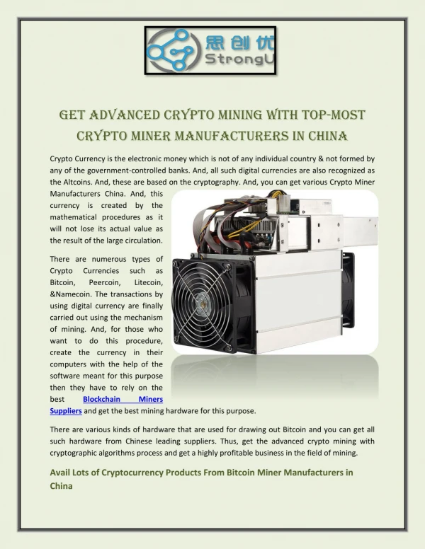 Get Advanced Crypto Mining with Top-Most Crypto Miner Manufacturers in China