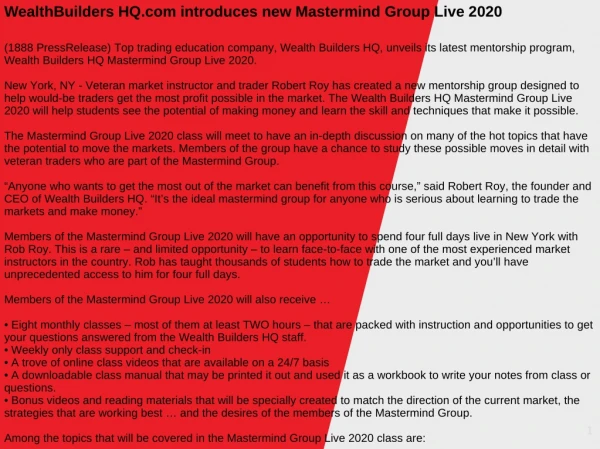 wealthbuilders hq com introduces new mastermind