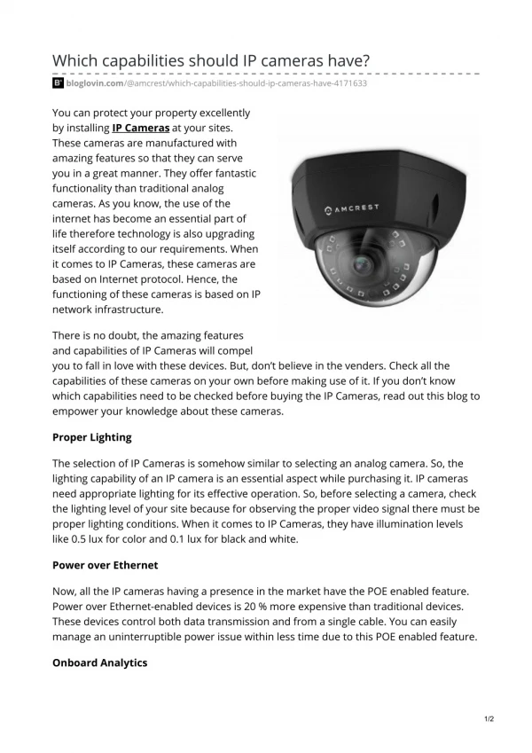 which capabilities should ip cameras have