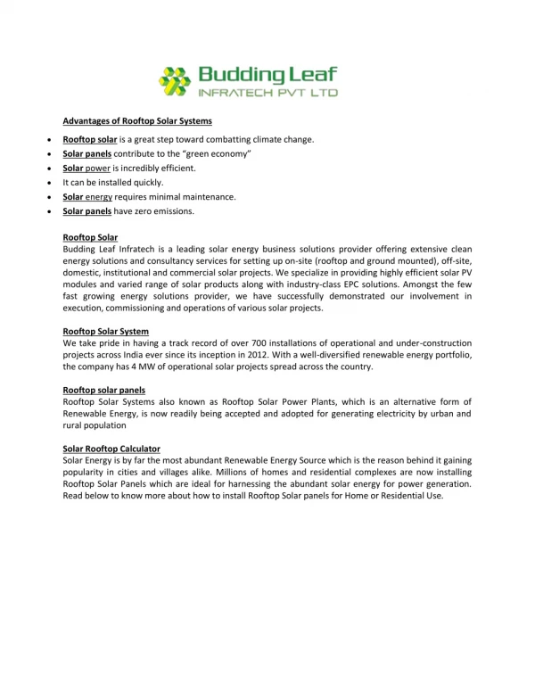 advantages of rooftop solar systems
