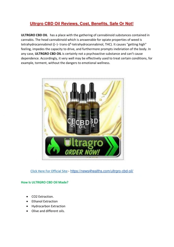 Ultrgro CBD Oil Reviews, Cost, Benefits, Safe Or Not!
