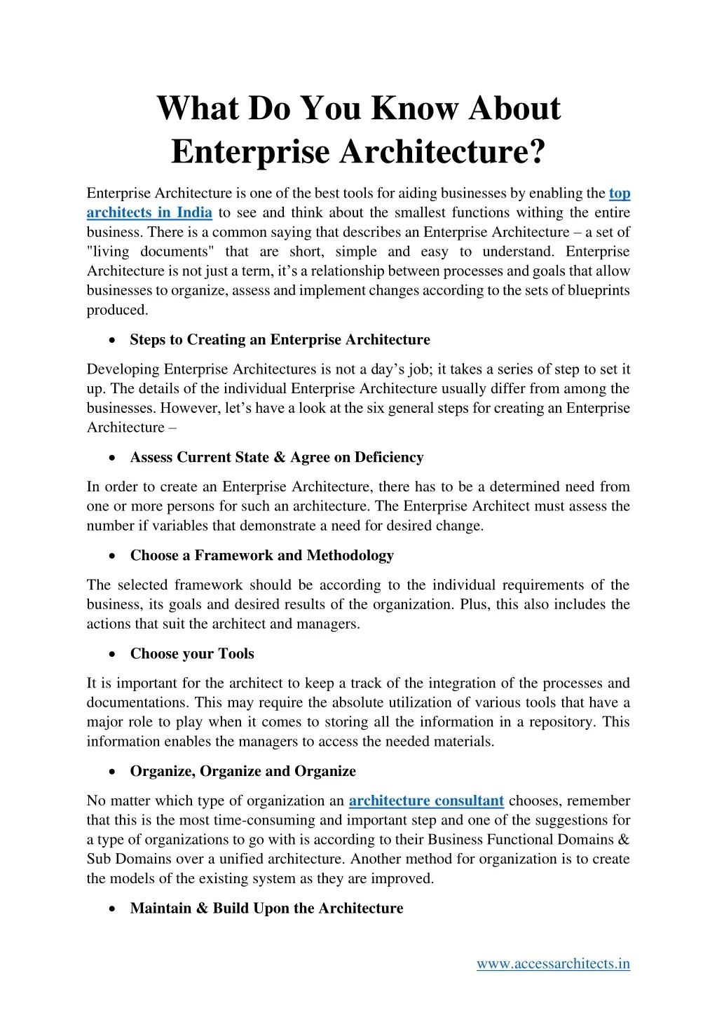 what do you know about enterprise architecture