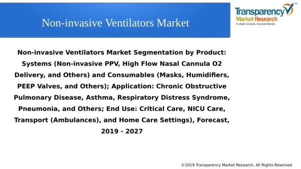 Non-invasive Ventilators Market by Product, Application and Forecast to 2027