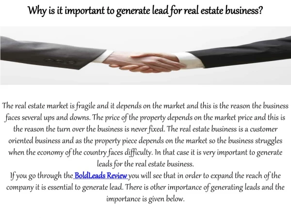 why is it important to generate lead for real
