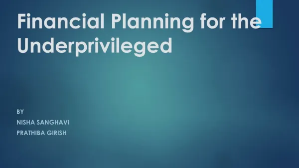 Financial Planning for the Underprivileged