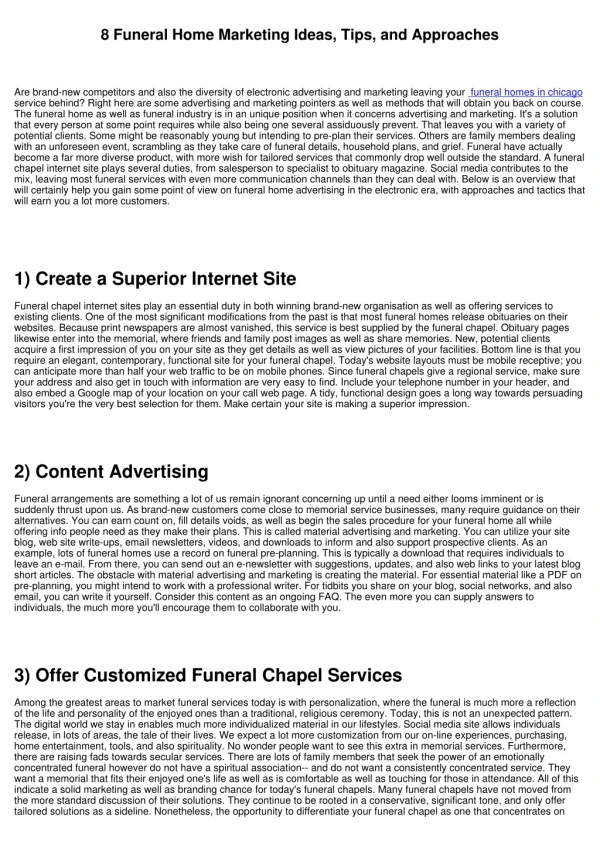 8 Funeral Home Advertising Concepts, Tips, and also Strategies