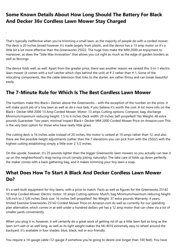 Which Is The Best Cordless Mower