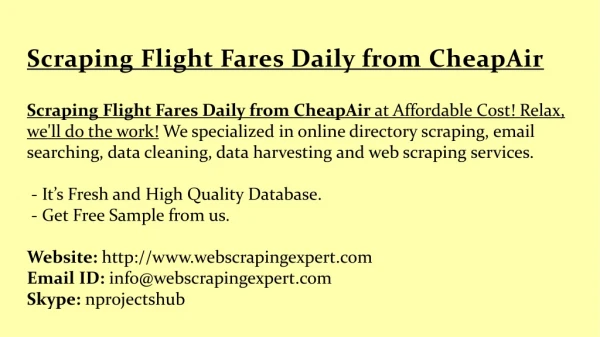 scraping flight fares daily from cheapair