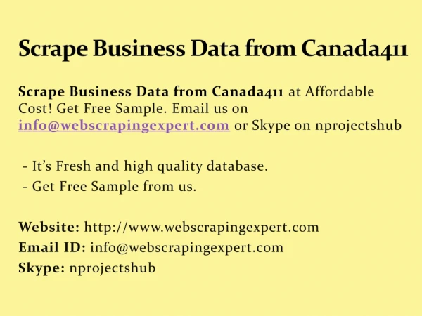 Scrape Business Data from Canada411
