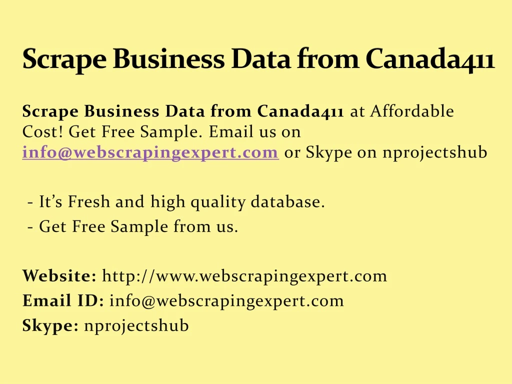 scrape business data from canada411