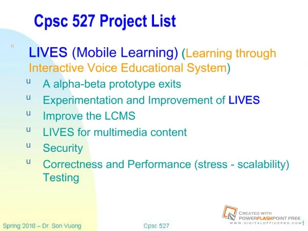 Cpsc 527 Project List