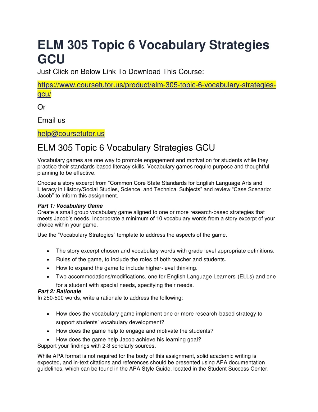 elm 305 topic 6 vocabulary strategies gcu just