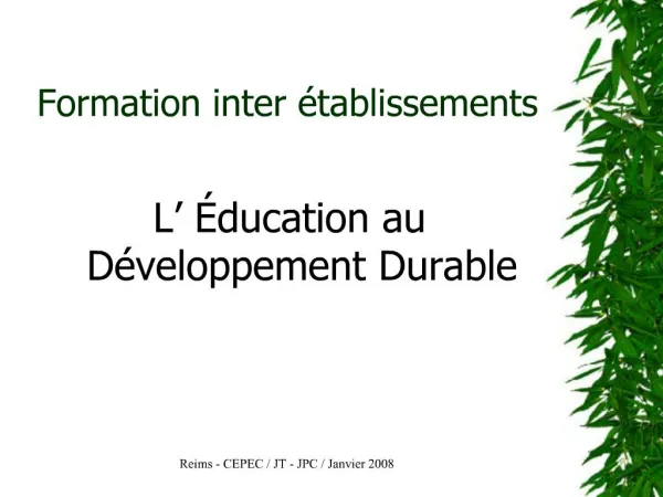 Formation inter tablissements