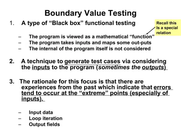 Boundary Value Testing
