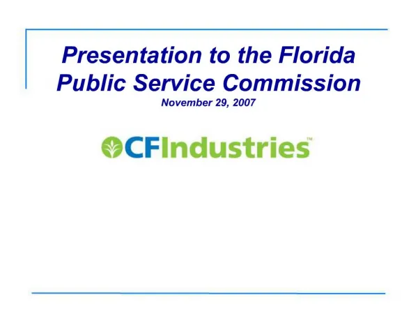Presentation to the Florida Public Service Commission November 29, 2007