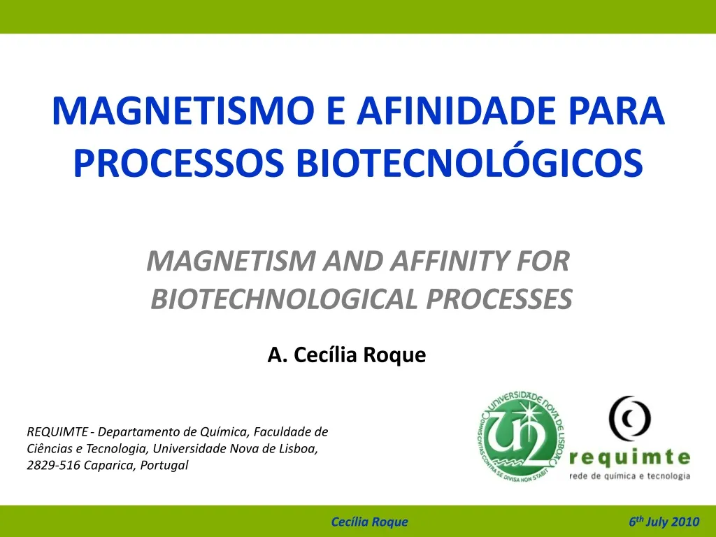 magnetismo e afinidade para processos biotecnol