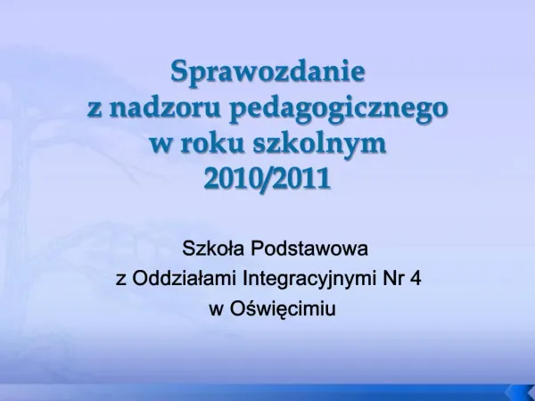 Sprawozdanie z nadzoru pedagogicznego w roku szkolnym 2010