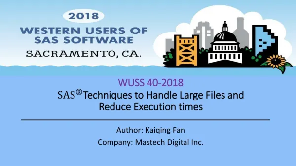 WUSS 40-2018 Techniques to Handle Large Files and Reduce Execution times