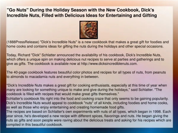 "Go Nuts" During the Holiday Season with the New Cookbook