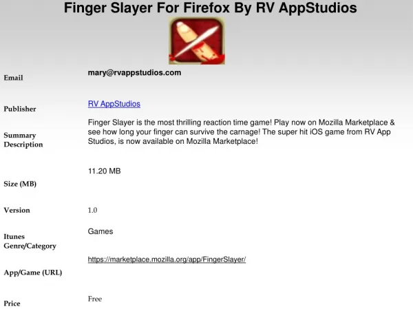Finger Slayer For Firefox By RV AppStudios