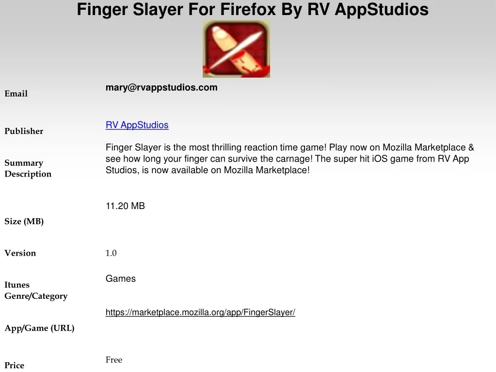 finger slayer for firefox by rv appstudios