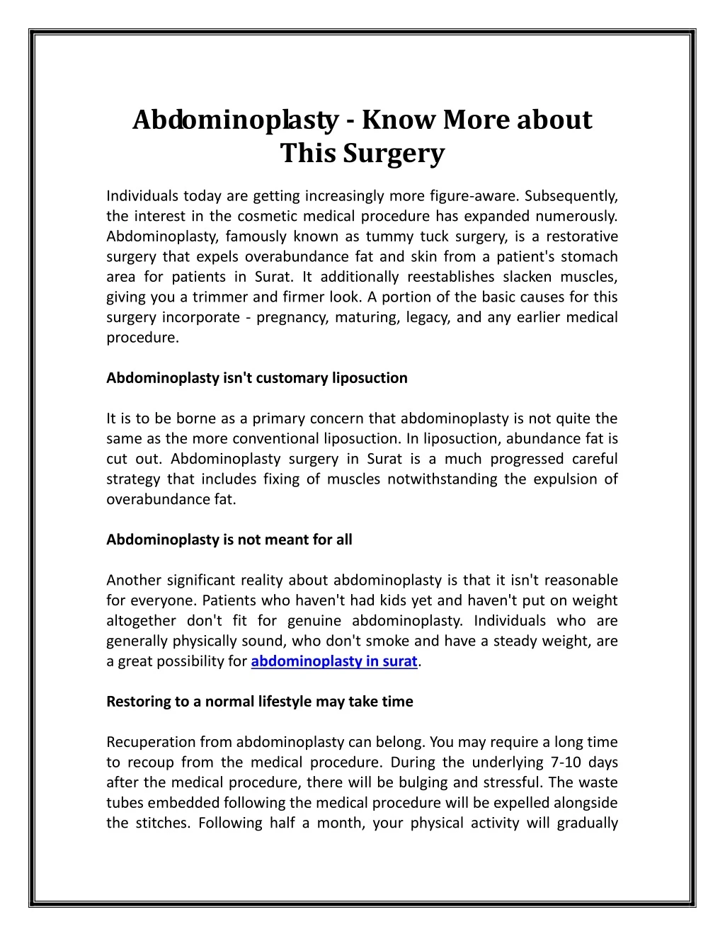abdominoplasty know more about this surgery