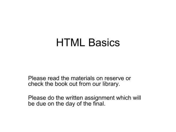 HTML Basics