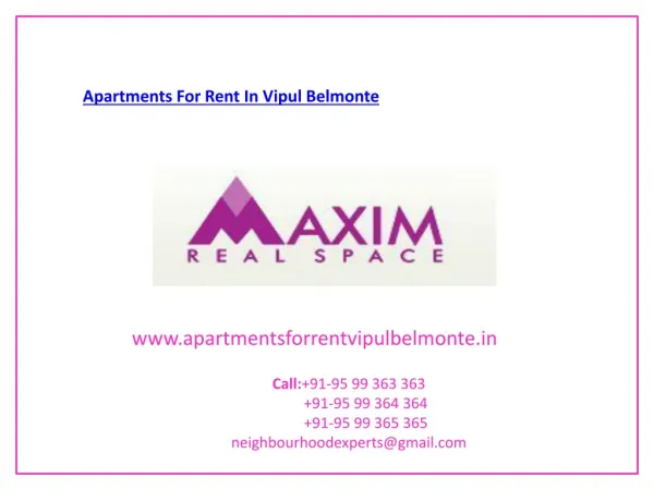 Apartments For Rent In Vipul Belmonte