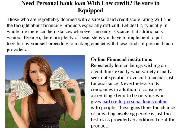 Need Personal bank loan With Low credit