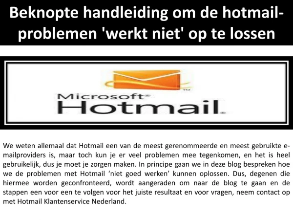 beknopte handleiding om de hotmail problemen