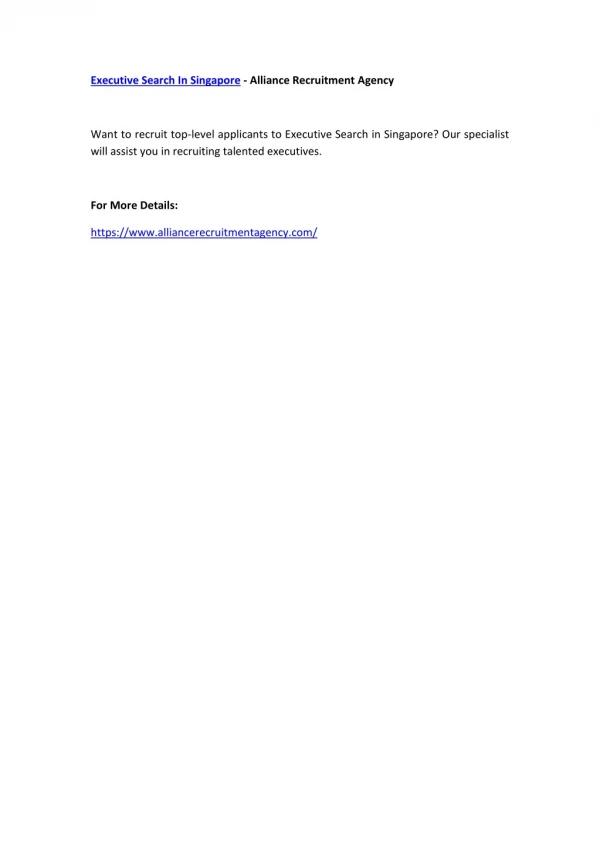executive search in singapore alliance
