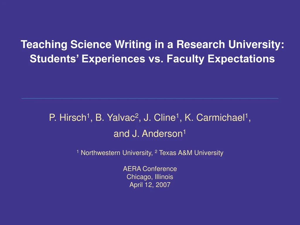 teaching science writing in a research university students experiences vs faculty expectations