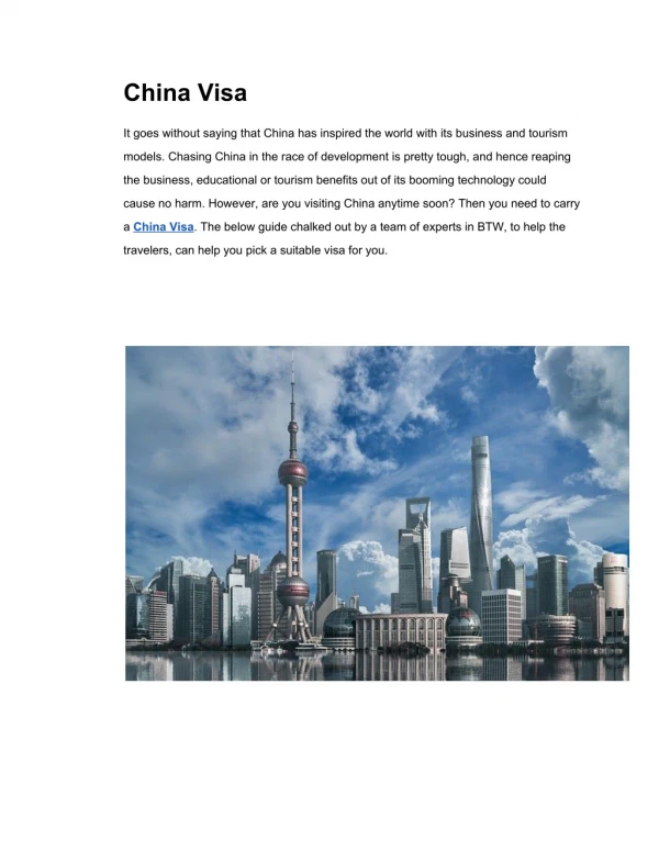china visa
