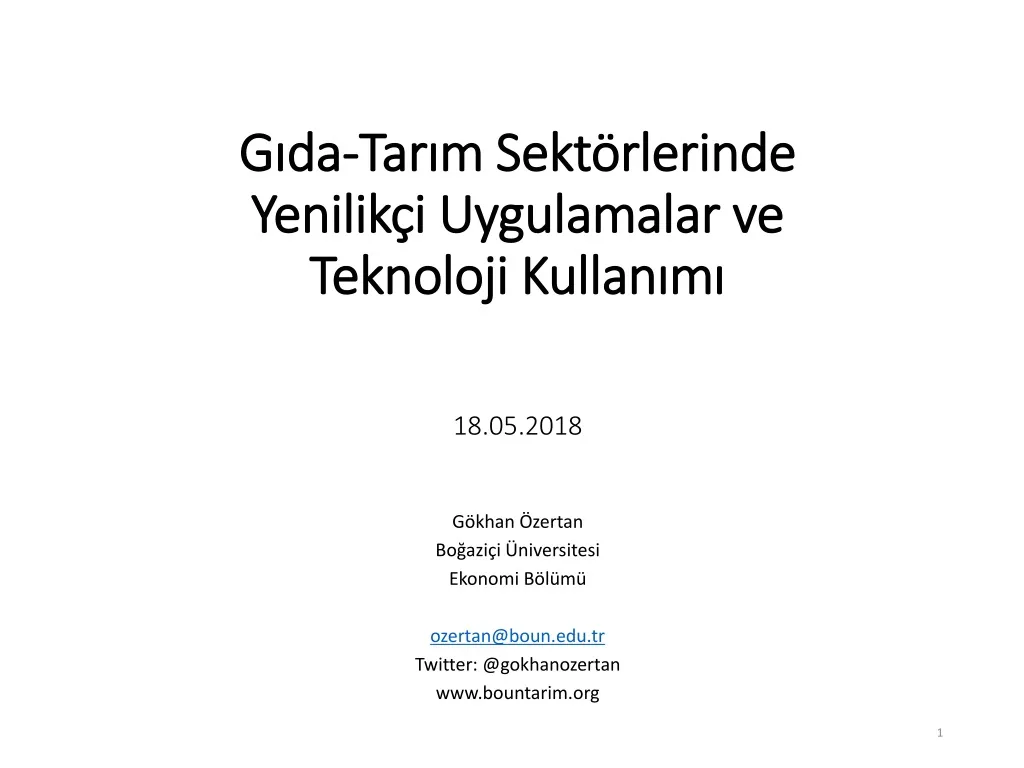 g da tar m sekt rlerinde yenilik i uygulamalar ve teknoloji kullan m 1 8 05 2018