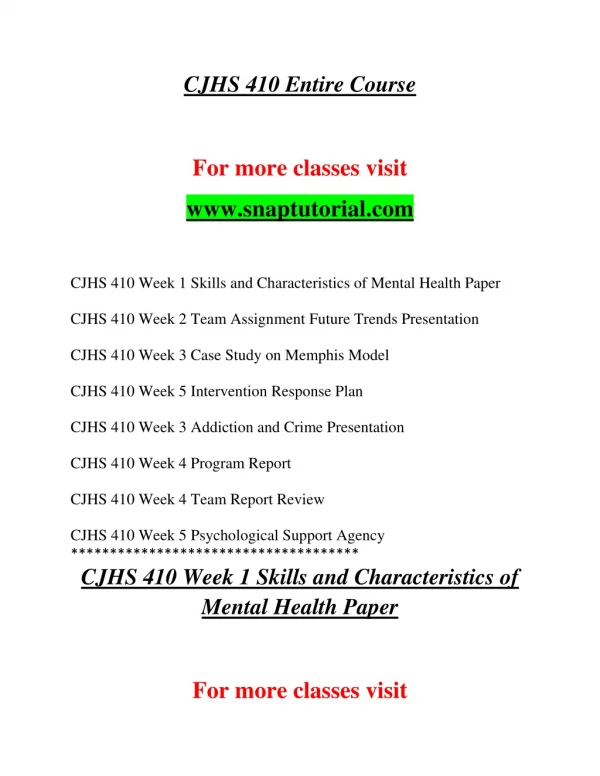 cjhs 410 entire course