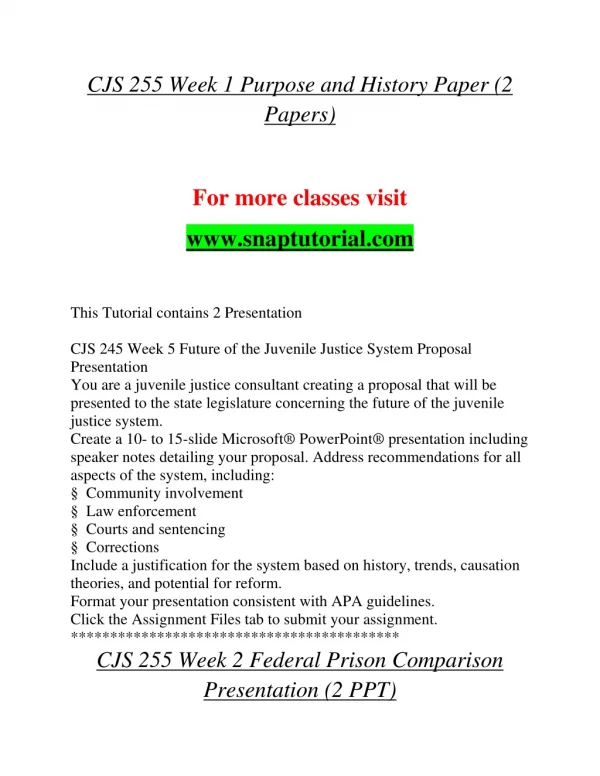 CJS 255 Education Redefined / snaptutorial.com