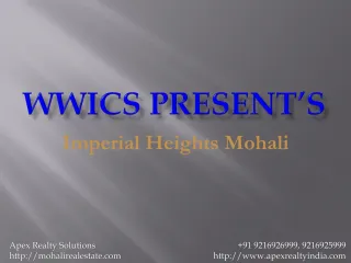 [+919216926999]Wwics Estates Imperial Heights Mohali - slide 1
