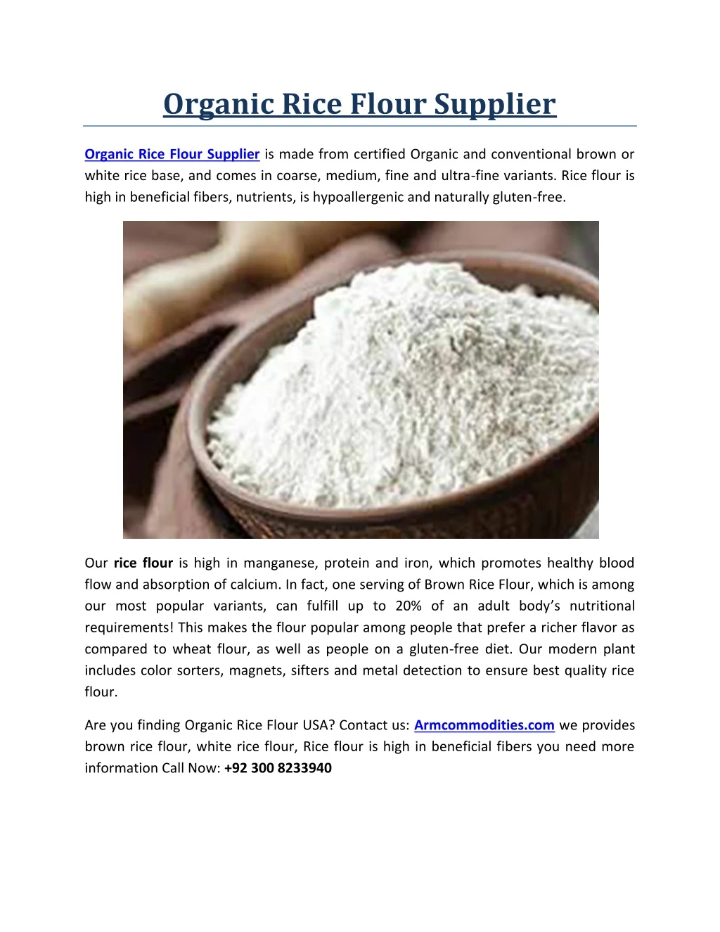 organic rice flour supplier