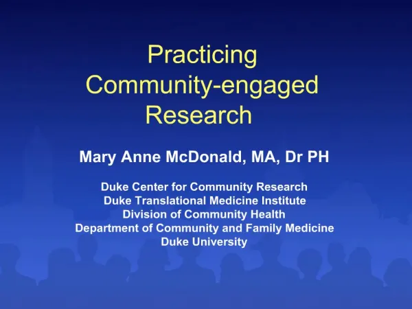 Practicing Community-engaged Research