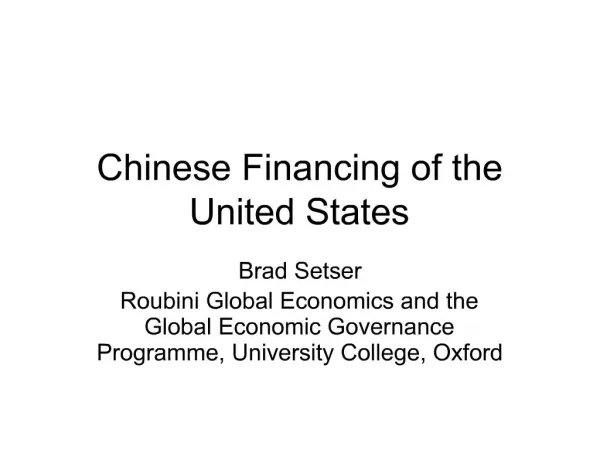 Chinese Financing of the United States