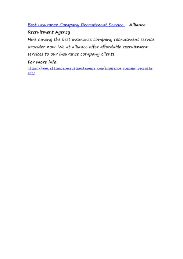 best insurance company recruitment service