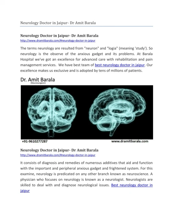 neurology doctor in jaipur dr amit barala