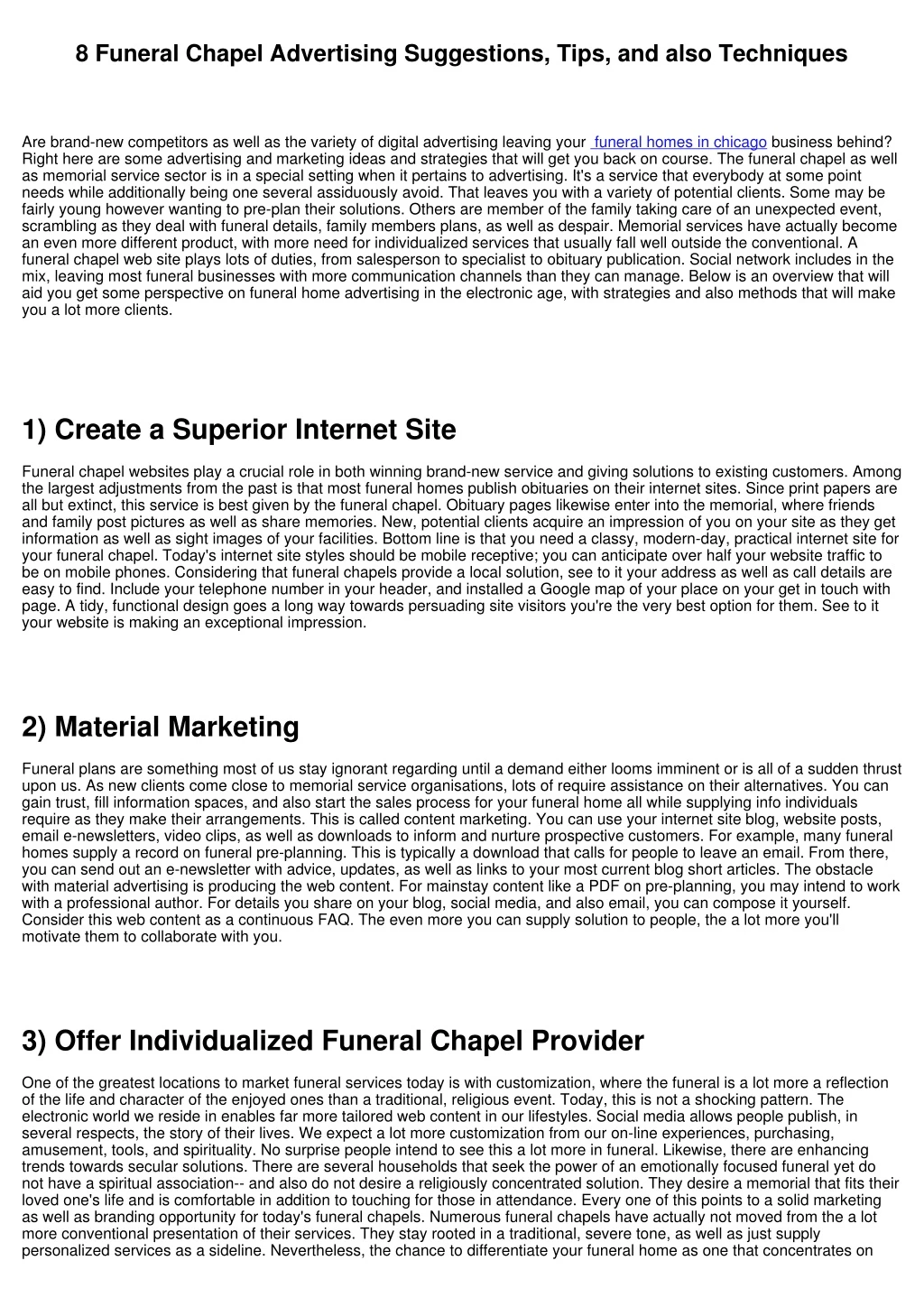 8 funeral chapel advertising suggestions tips