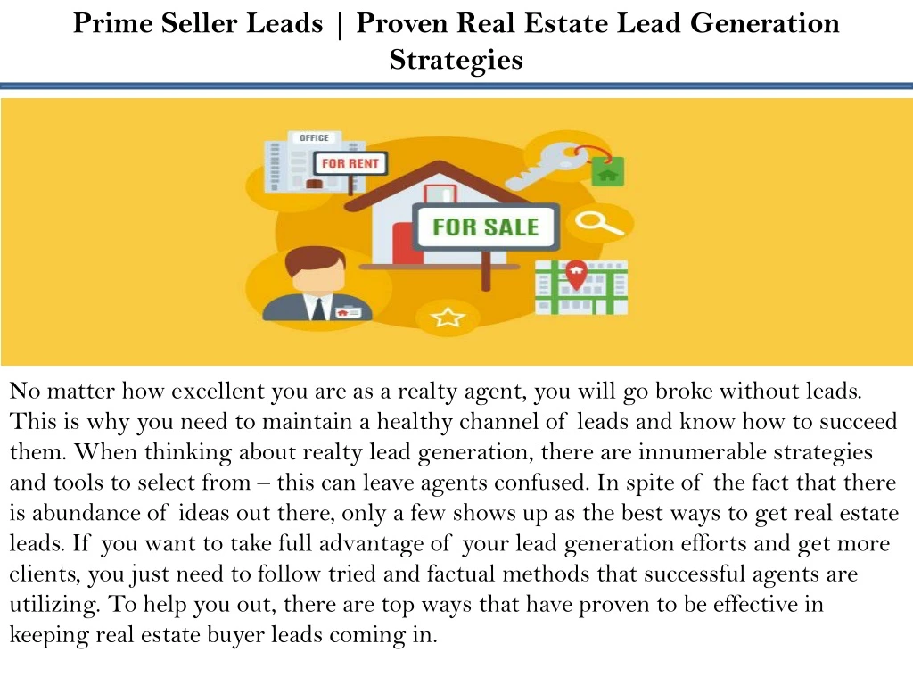 prime seller leads proven real estate lead
