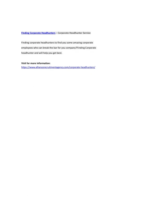 finding corporate headhunters corporate
