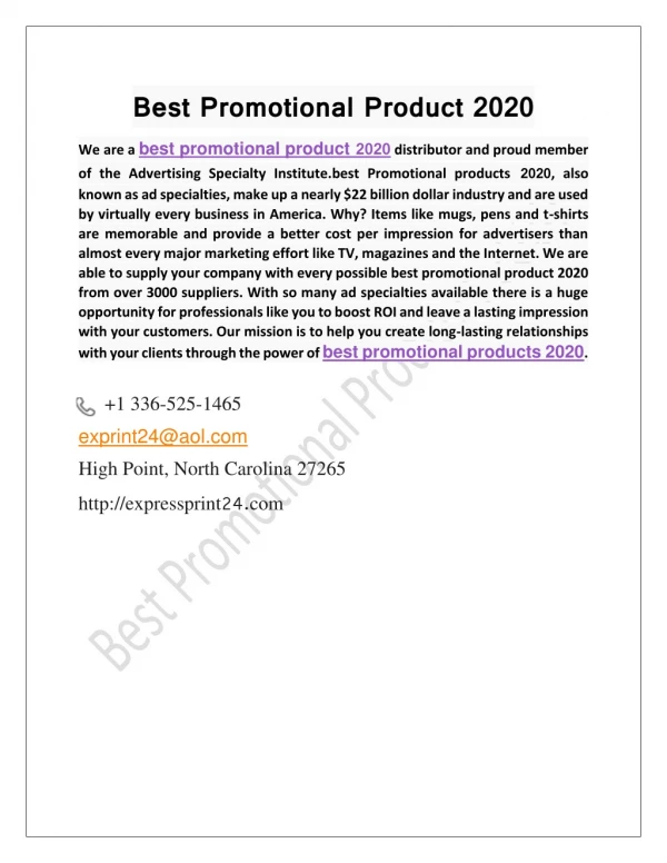 Best promotional product for 2020