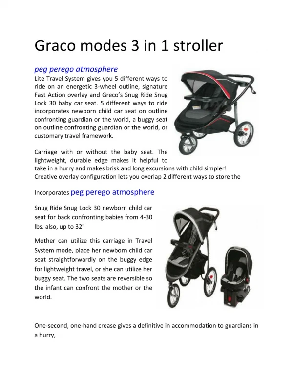 Graco modes 3 in 1 stroller